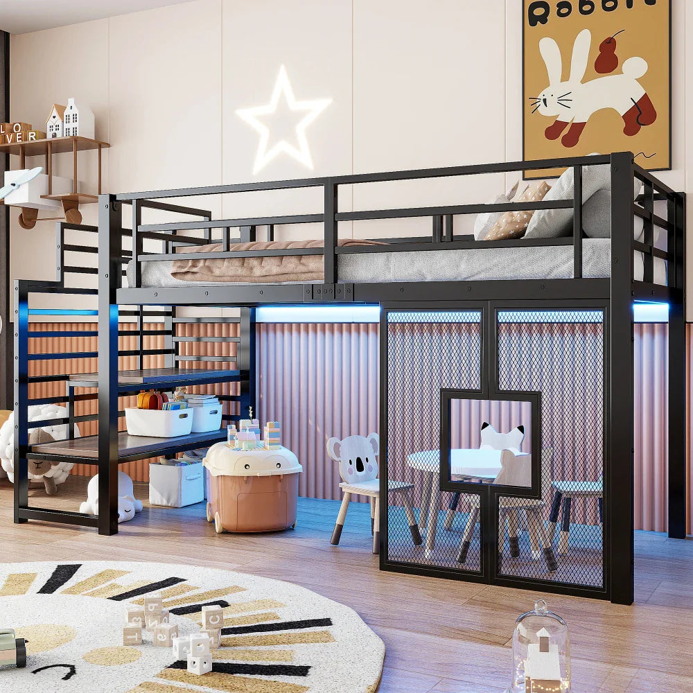 Łóżko Loft z Oświetleniem LED
