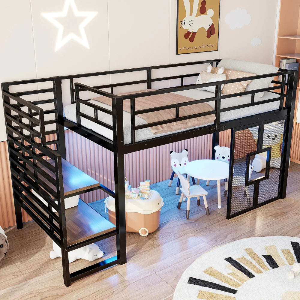 Łóżko Loft z Oświetleniem LED