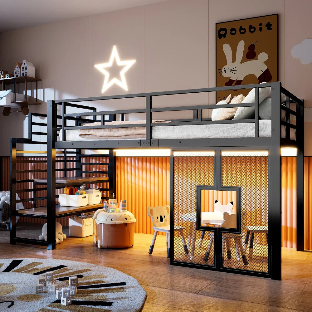 Łóżko Loft z Oświetleniem LED