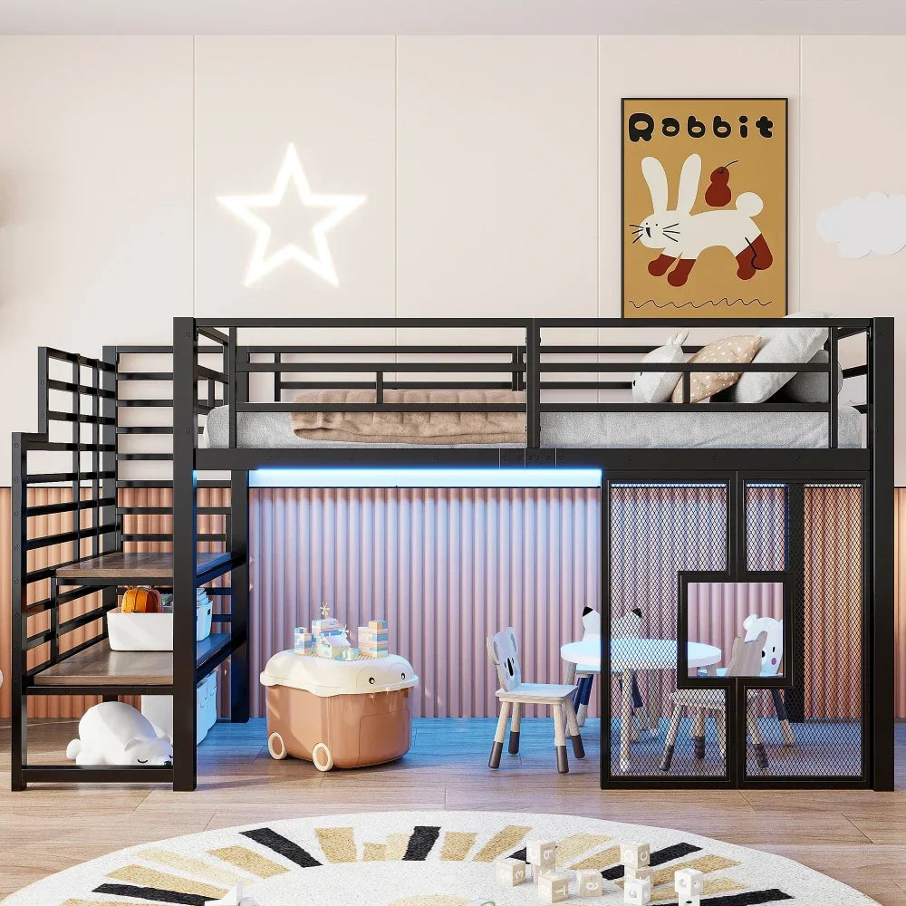 Łóżko Loft z Oświetleniem LED